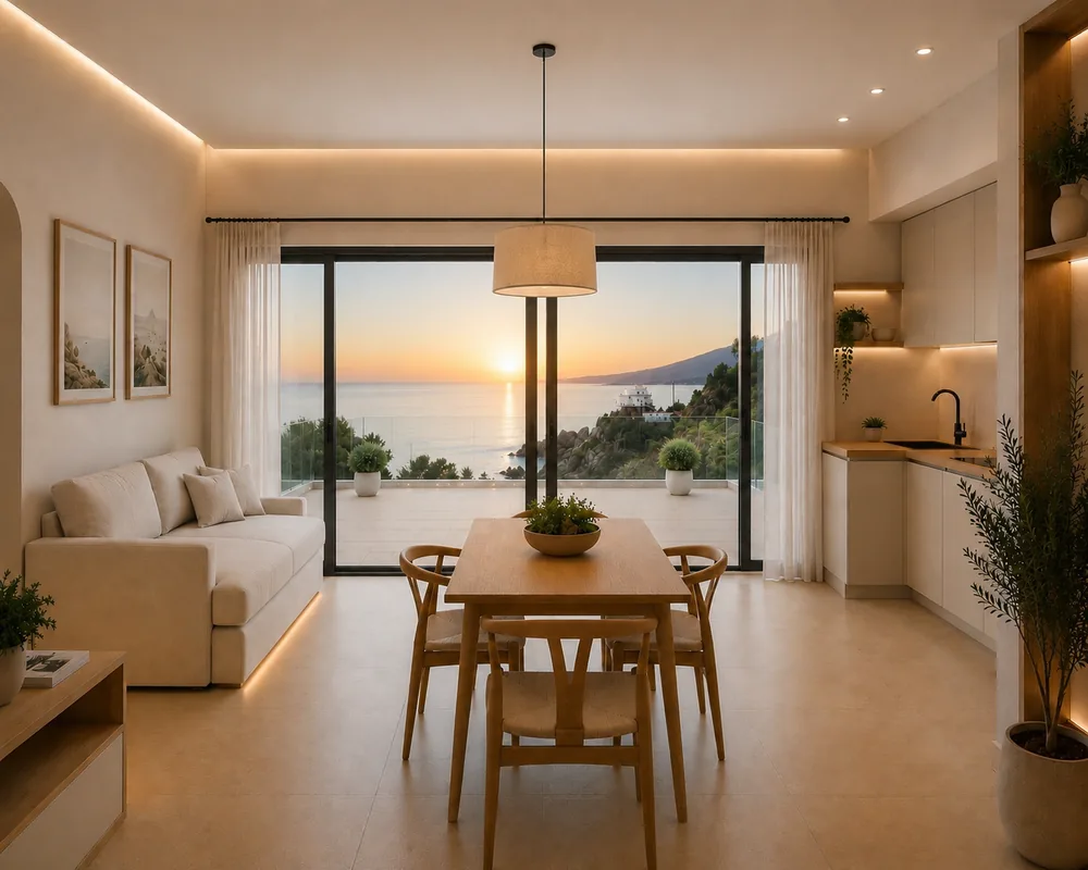 Sala con cucina a vista
